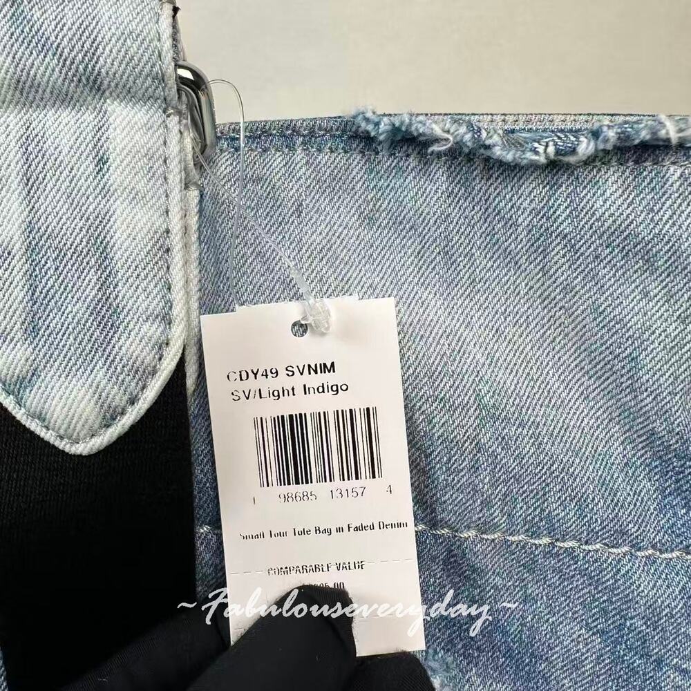 Coach Men's Small Tour Tote Bag In Loved Denim With Charms Sv/Light Indigo CDY49 - Picture 6 of 10